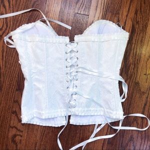 White lace-up back corset